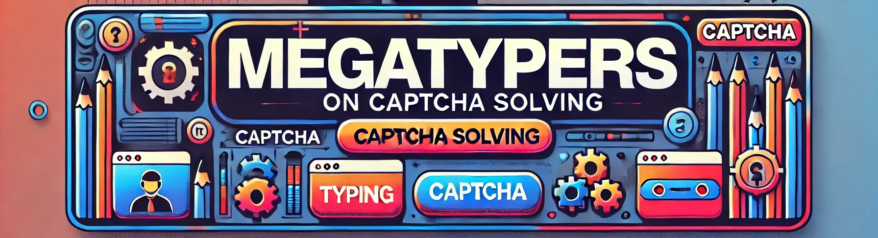 DALL·E 2024-07-30 15.38.37 - A rectangular advertisement banner for 'MegaTypers', focusing on CAPTCHA solving. The design should be modern and vibrant, with a clean background. Th